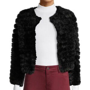 BCBGMaxAzria Size Small Black Faux Fur Jacket